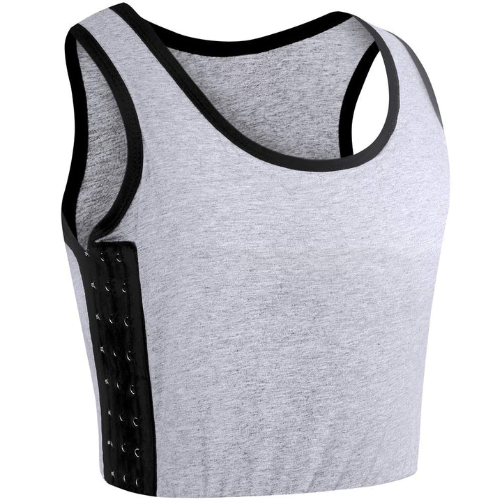 XUJI Brust binder Atmungsaktiv Baumwolle mit Gummiband für Transgender FTM Grau XL, Grau XL