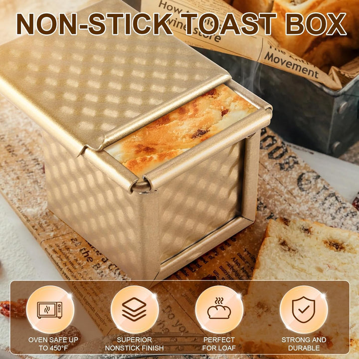 TAIYANYU 6 x Brotbackform mit Deckel, Toastform, Brot, Pullman, Laib mit Deckel, antihaftbeschichtet