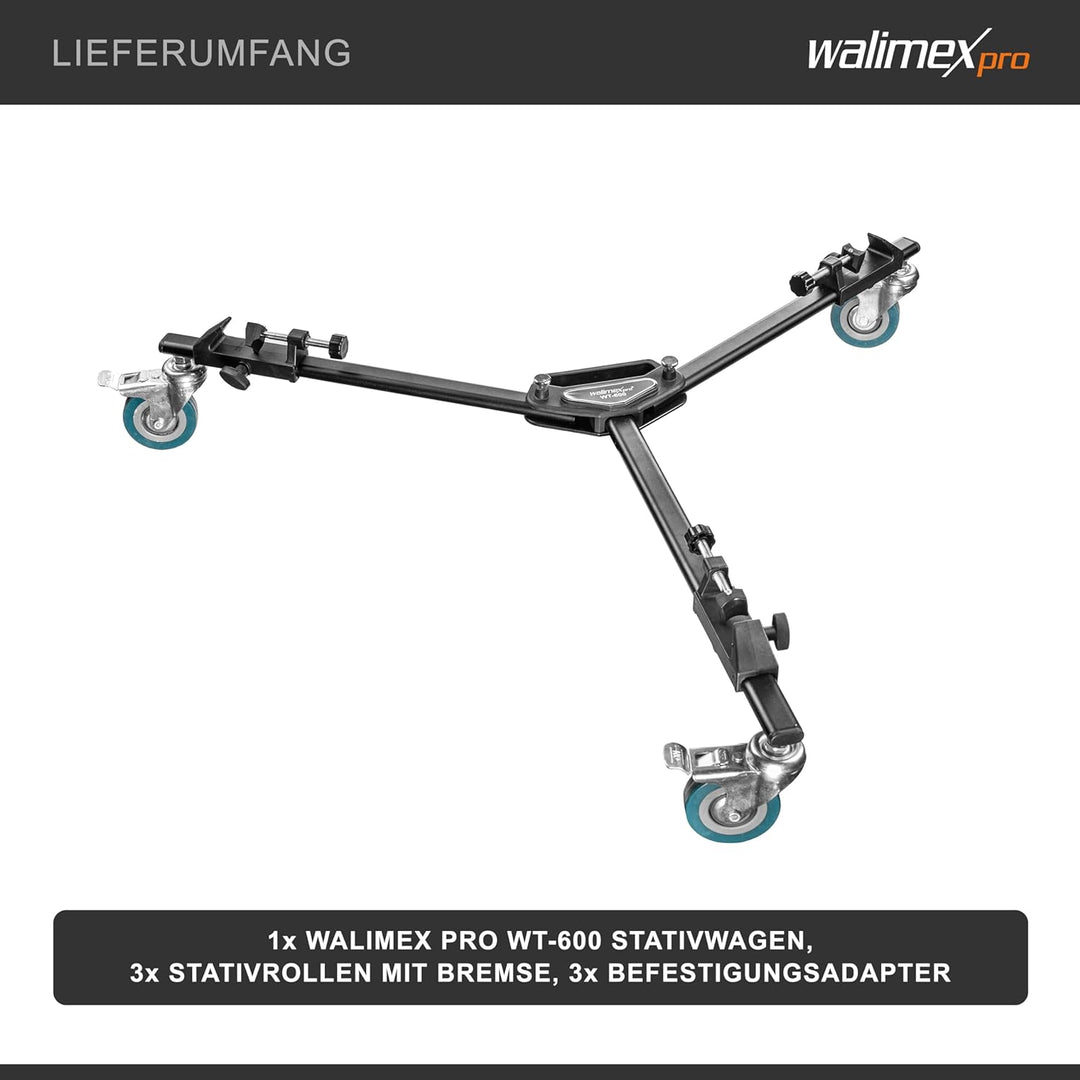Walimex WT-600 Stativwagen, Schwarz Single, Single