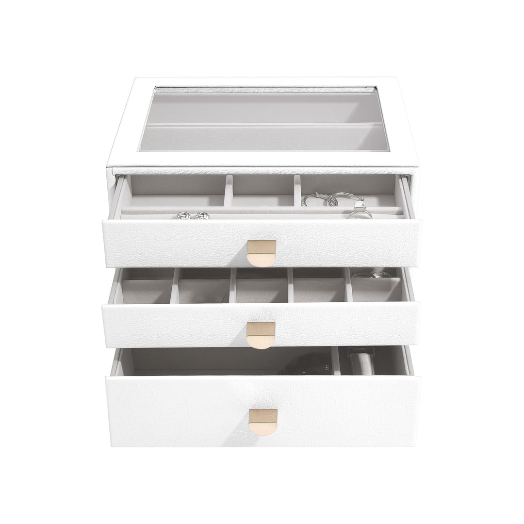 Stackers Pebble White Classic Jewellery Box - Set of 3 (with Drawers), White