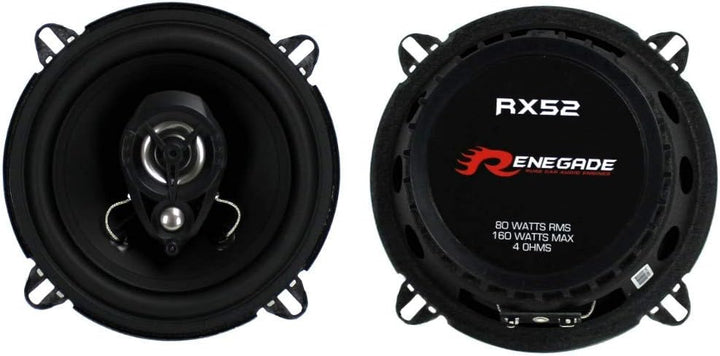 2 Lautsprecher RENEGADE RX52 2 Wege koaxial 5,25" 13,00 cm 130 mm Durchmesser 80 watt rms 160 watt m