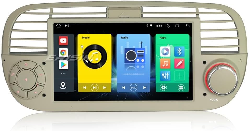 Erisin 7 Zoll 8-Kern 4GB RAM+64GB ROM Android 12 Autoradio mit GPS Navigation für FIAT 500 500C 500S