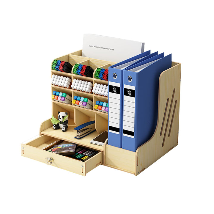 Schreibtisch Organizer aus Holz mit Schublade, Grosses Fassungsvermögen, A4 Papier Dokumentensortier