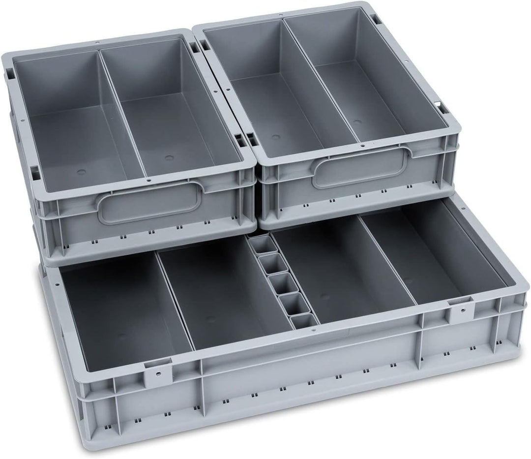 SuperSparSet 10x NextGen Einsatzkästen | HxBxT 20x9,1x6,7cm | 0,9 Liter | Grau | Einsatzkasten, Euro
