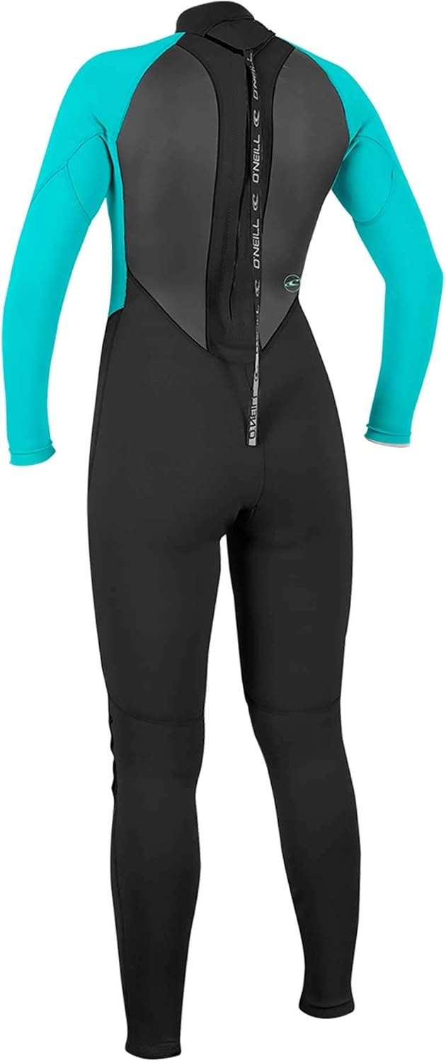 O'Neill Wetsuits Women's Reactor-2 3/2mm Back Zip Full Wetsuit 36 Black/Light Aqu, 36 Black/Light Aq