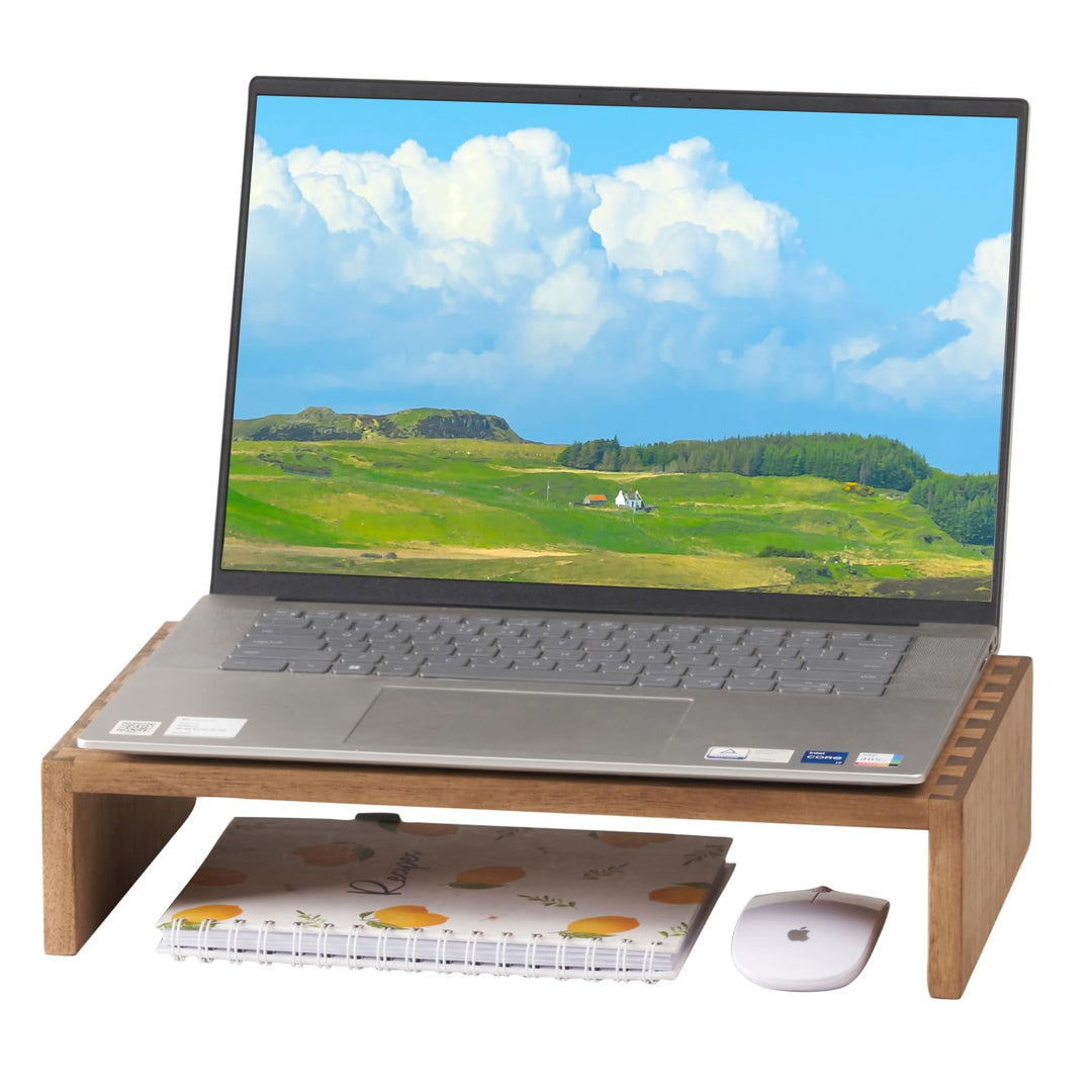 KIRIGEN Holz Monitorständer – Desktop Organizer für PC/Laptop/TV/Drucker | Büro-Aufsatz mit Stauraum