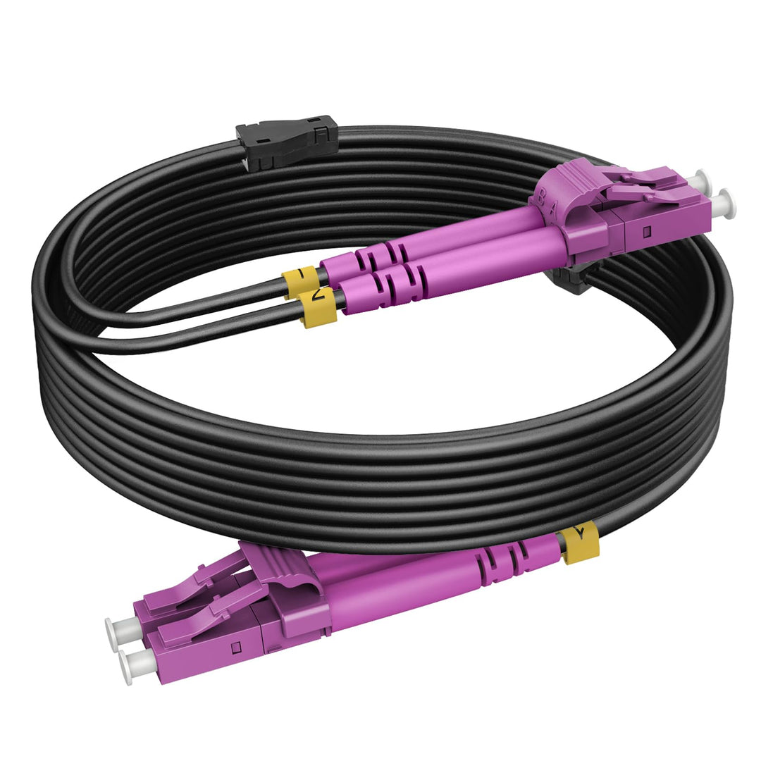 30m Gepanzerte Glasfaser-Kabel OM4 LC auf LC Duplex Multimode, LWL-Kabel für den Innen- und Aussenbe