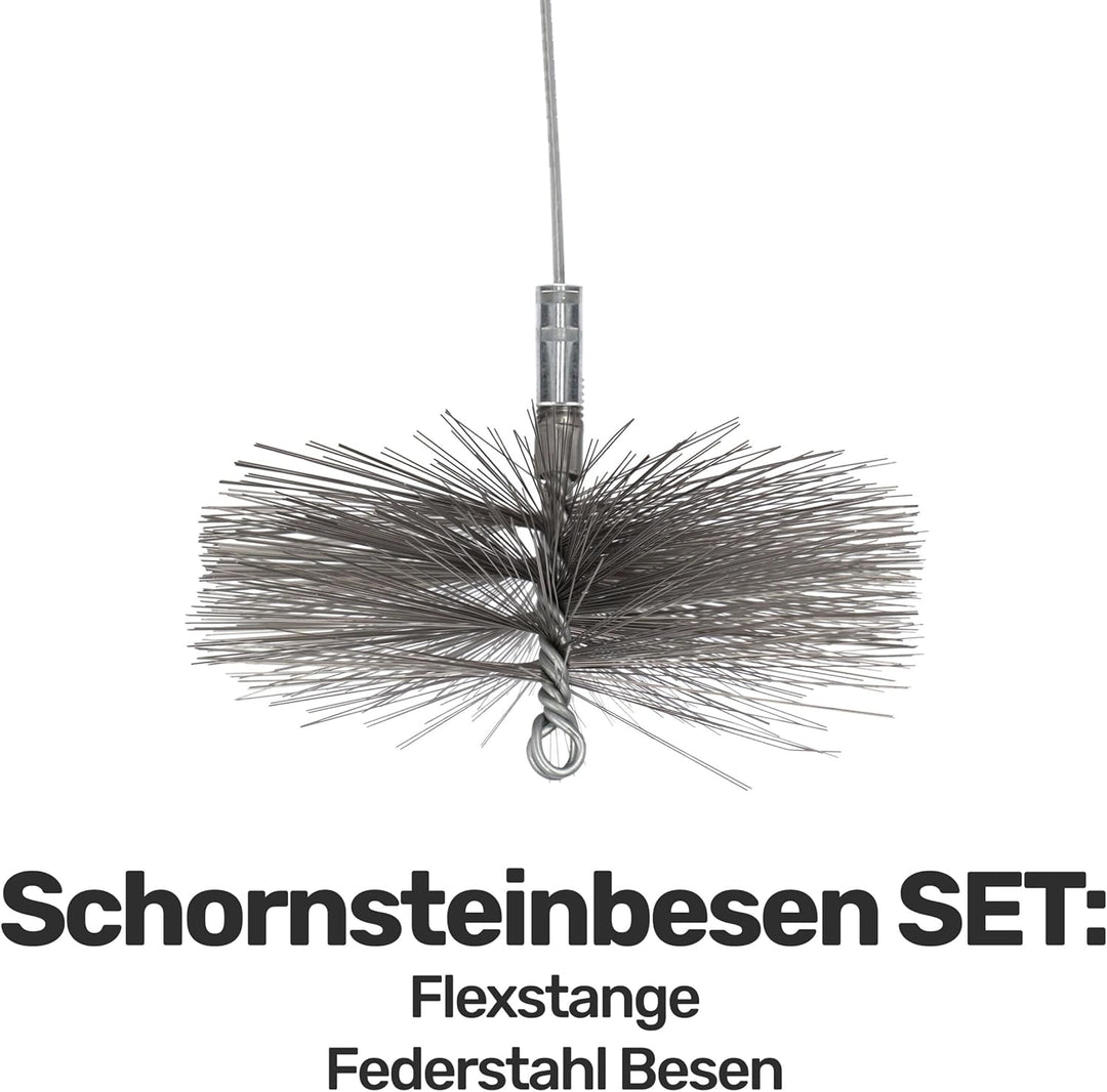 Schornsteinbesen Federstahl, Schubstange 1,5m, Besengrösse 125mm, Reinigungsset für effiziente Schor
