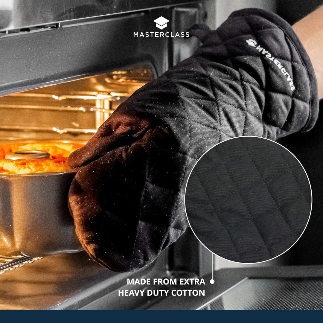 MasterClass Deluxe Professional Schwarzer Handschuh für einen Backofen, Schwarz Ofenhandschuh, Ofenh