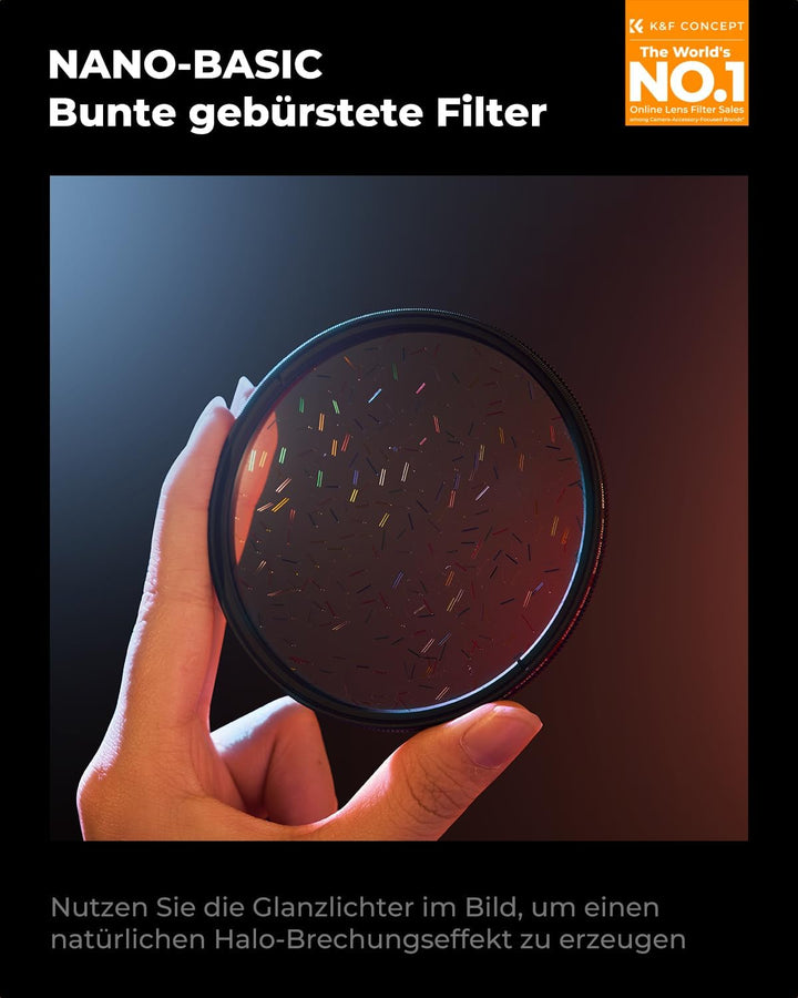 K&F CONCEPT Prisma Filter 55mm Buntes Sternenlicht Gebürstet Anamorphe Filter (Nano-Basic), 55mm