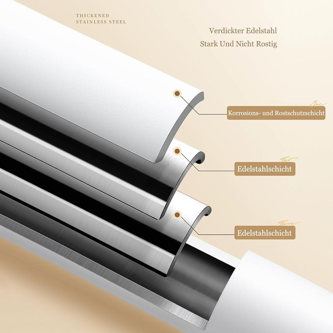 Gardinenstange ohne Bohren 70-110cm, Ø32mm Weiss Multifunktionale Vorhangstange zum Einklemmen - Aus