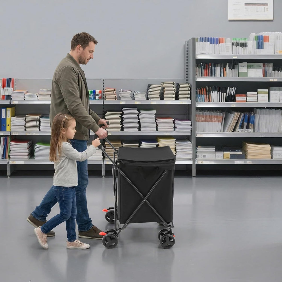 Einkaufstrolley Klappbar 38L Handwagen mit Tasche Outdoor Einkäufe | Polyester und Metall, Klappwage