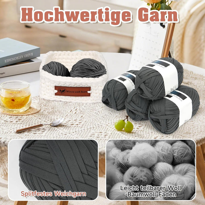 OSTWOLKE Häkelset für Anfänger, Komplettes Häkel Set, Korb Crochet Set mit Häkelnadel & Textilgarn &
