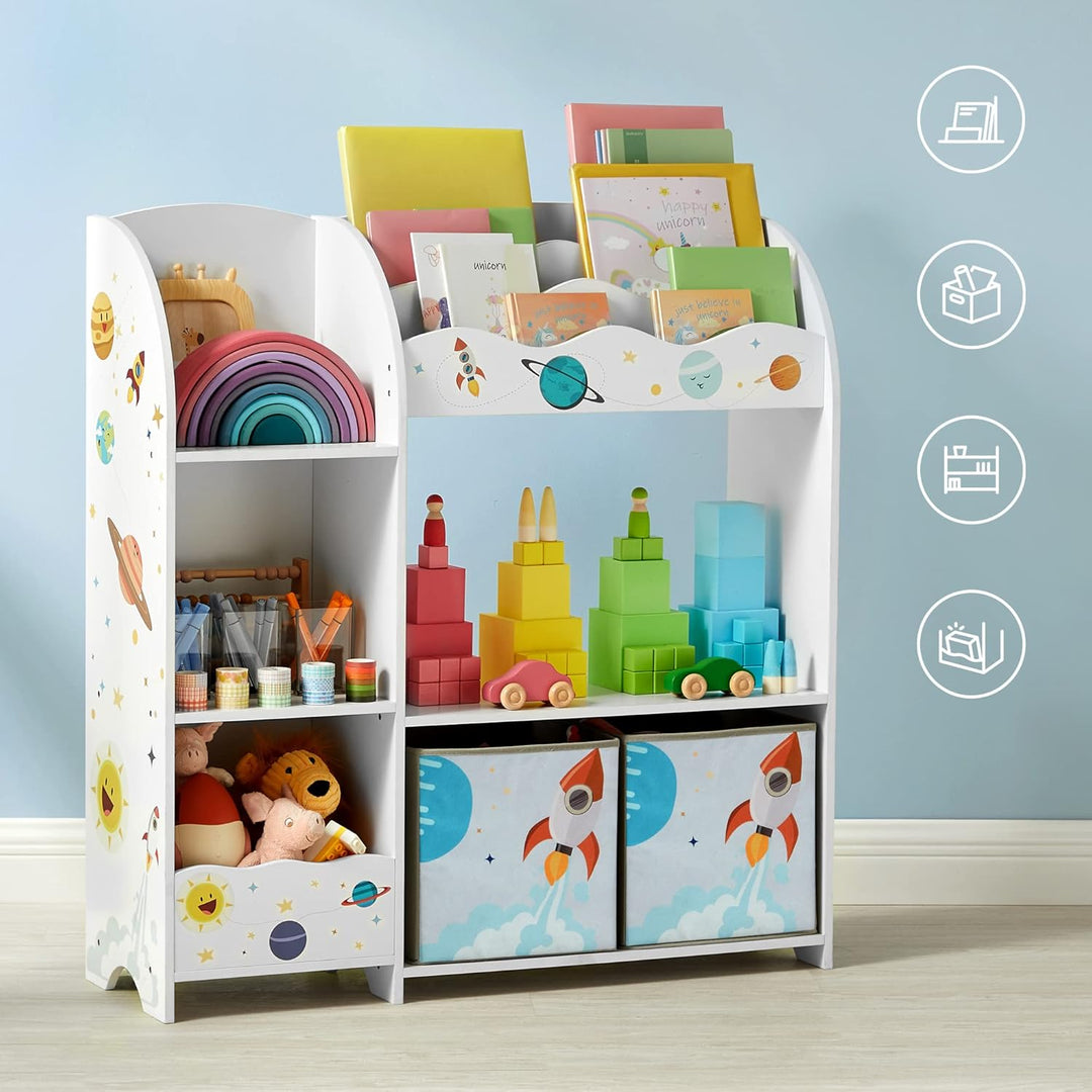 SONGMICS Kinderzimmerregal, Spielzeug-Organizer, Bücherregal für Kinder, multifunktionale Ablage mit