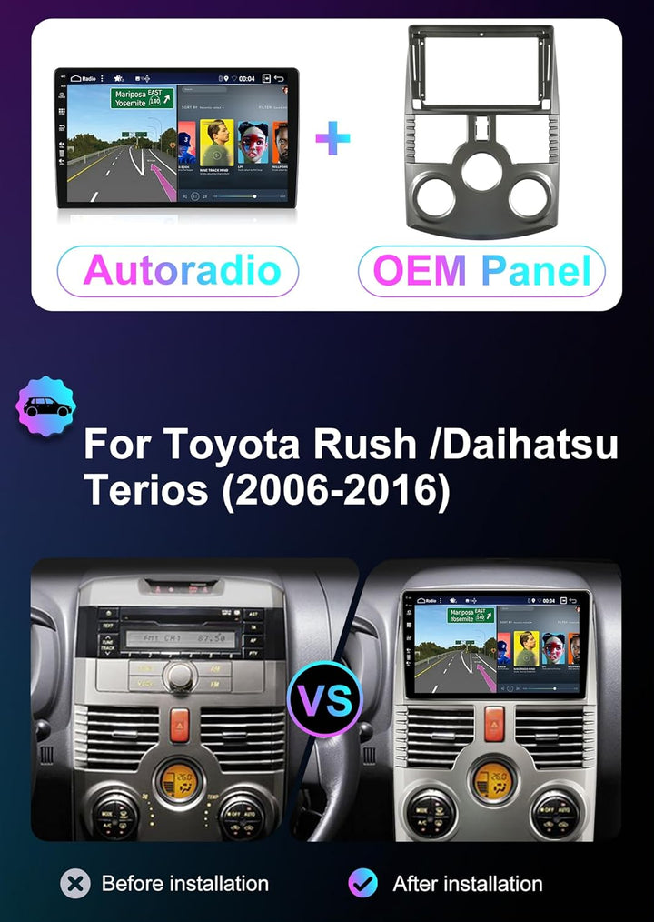 [6GB+128GB] Android 14 Autoradio für Toyota Rush/Daihatsu/Terios (2006-2016)-[Integriertes CarPlay/A