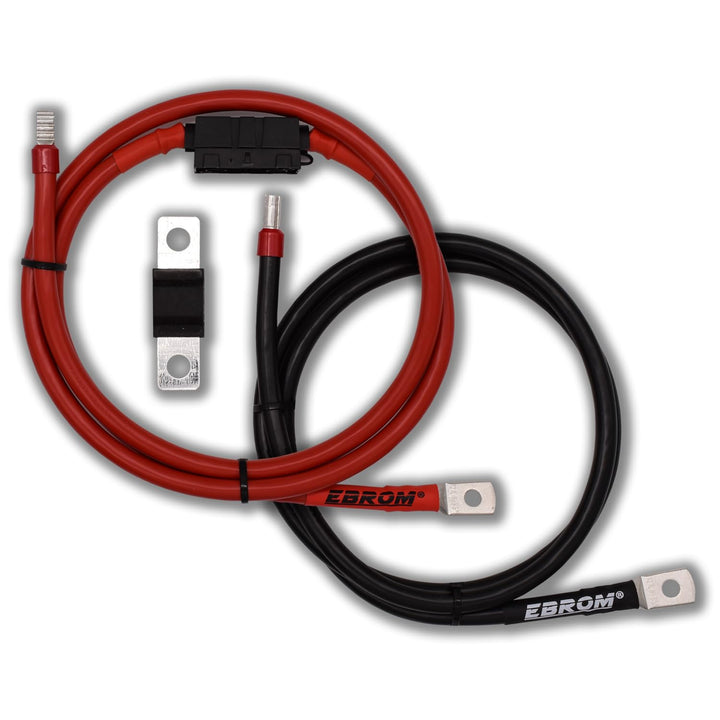 EBROM Laderegler Anschlusskabel Batteriekabel rot + schwarz 16 mm² - Kabelschuhe M6/M8/M10 und Adere