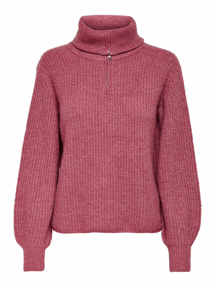 ONLY Damen Onlkarinna L/S Zip Ex KNT Pullover XS Mauvewood/Detail:w. Melange, XS Mauvewood/Detail:w.