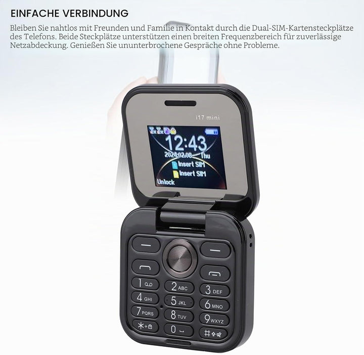Entsperrtes Klapphandy für Senioren, ältere Menschen, 2G Basic, Einfach zu Bedienendes, Kleinstes Mo