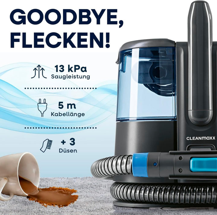 CLEANmaxx Teppichreiniger & Polsterreiniger Pro Power | Spot Cleaner & EASYmaxx Teppichreiniger Mitt