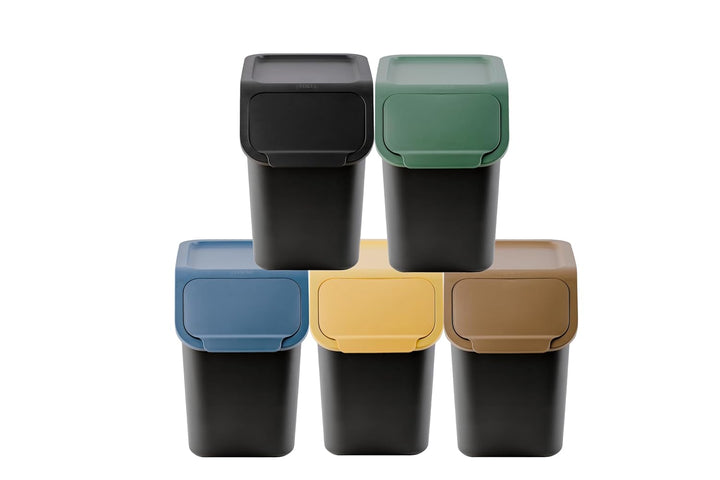 Mülleimer Set 5 Stück 25L Mit Deckel Click-Function Abfalleimer Mülltrennsystem Abfallbehälter Recyc