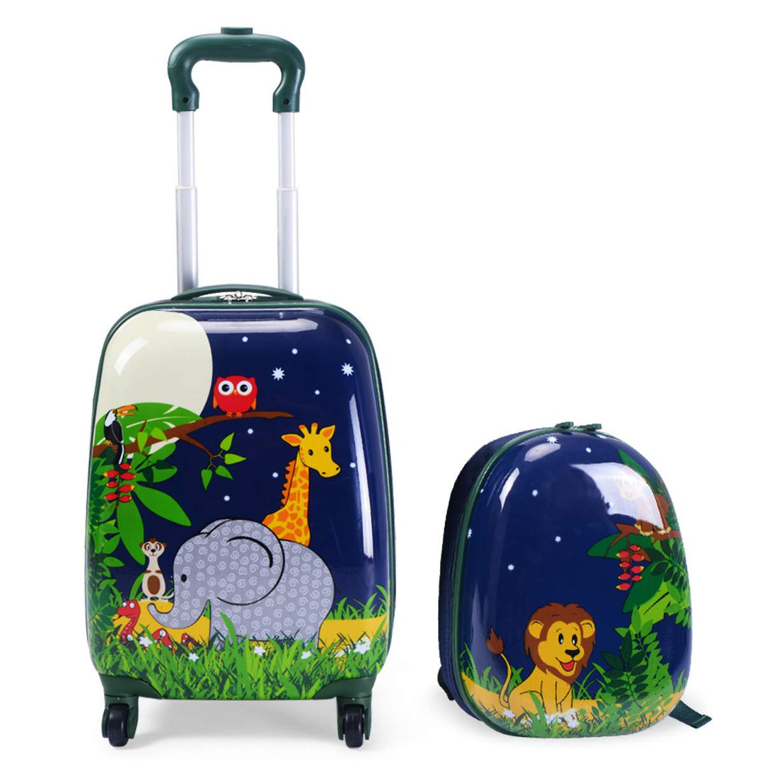 GOPLUS Kinderkoffer mit Rucksack, Kids Trolley, Kindergepäck mit Rollen, Reisekoffer mit Teleskopgri
