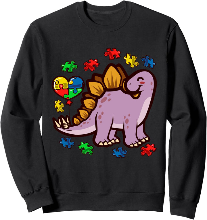 Autismus-Bewusstsein, Stegosaurus Dinosaurier Puzzle Herz Sweatshirt