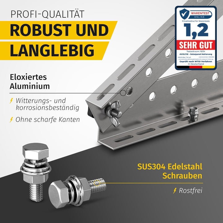 Balkonkraftwerk Halterung im 2er Set (bis 114cm) I Halterung für 2 Solarpanel-Module I Verstellbar v