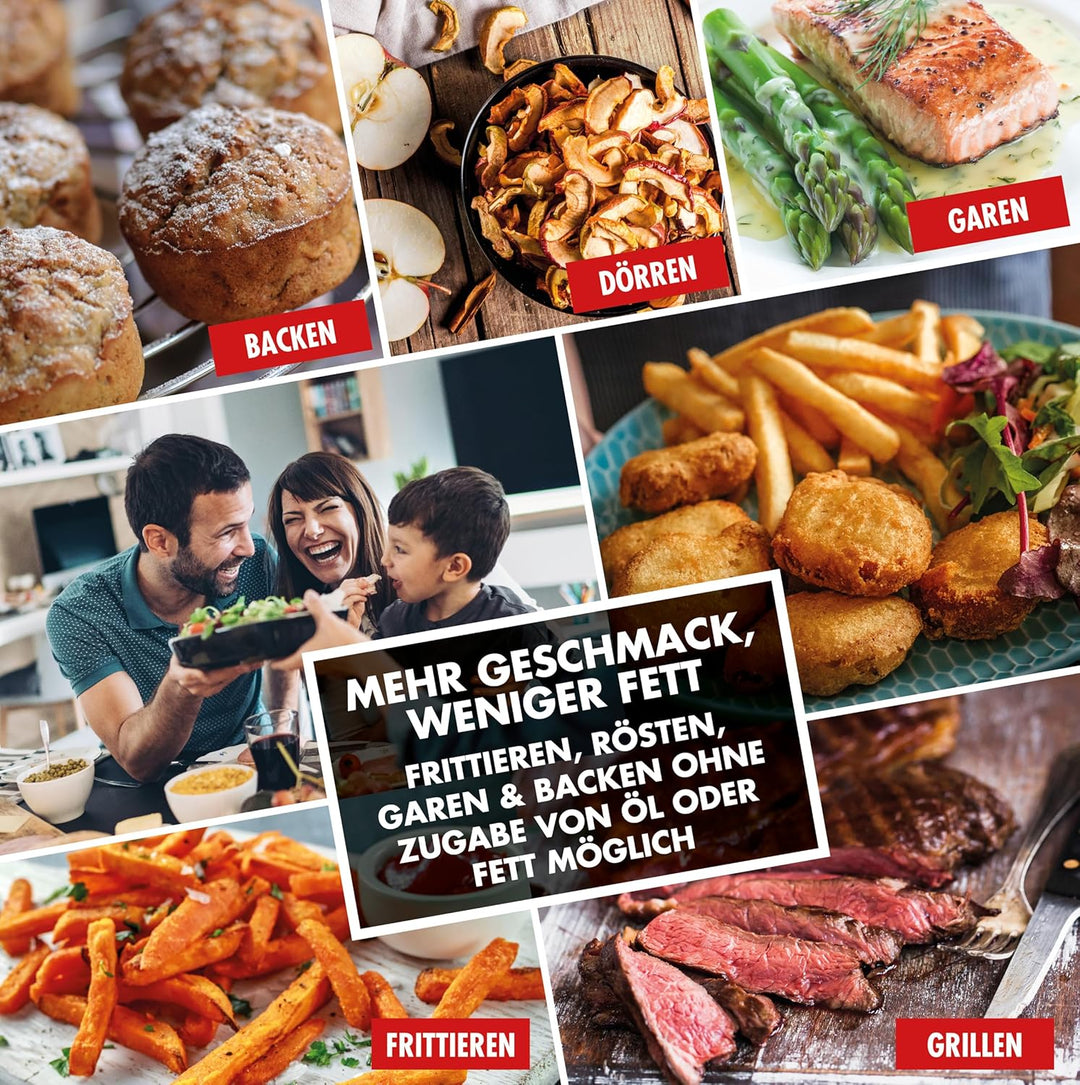 GASTROBACK #42583 Design Heissluftfritteuse Air Pro XXL, Air Fryer mit 6,5 Liter Füllvolumen, 8 vore