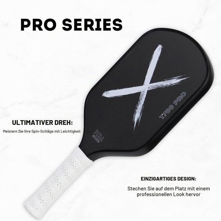 PRO Pickleball Schläger – T700 Carbon, 16mm Honeycomb, Angeraute Oberfläche für Top Spin, Verlängert