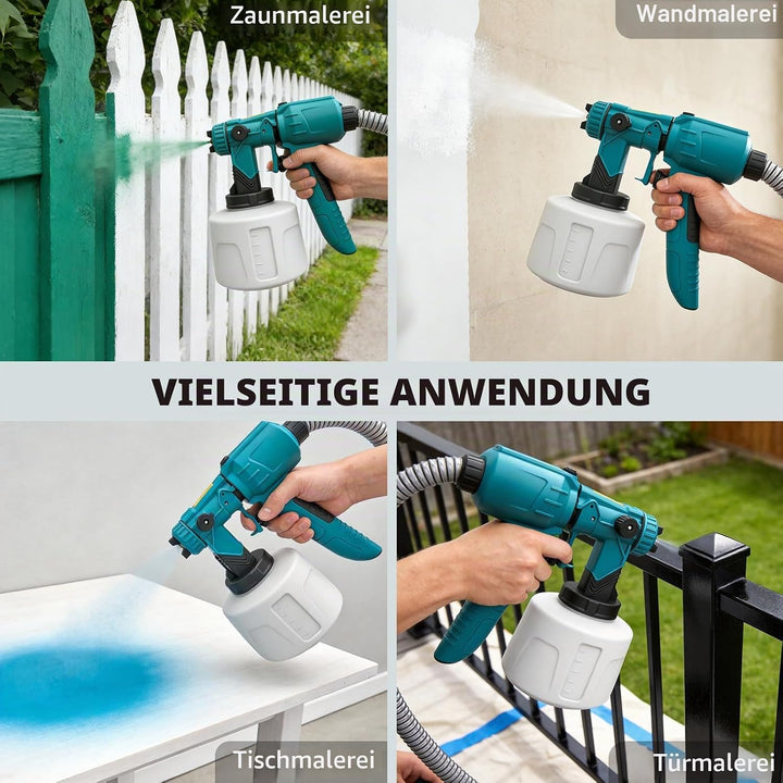 Elektrische Split Farbsprühsystem AC,1200ml Behälter, 4X Kupferdüsen (1,0/1,5/1,8/2,5 mm),3m EU-Stec