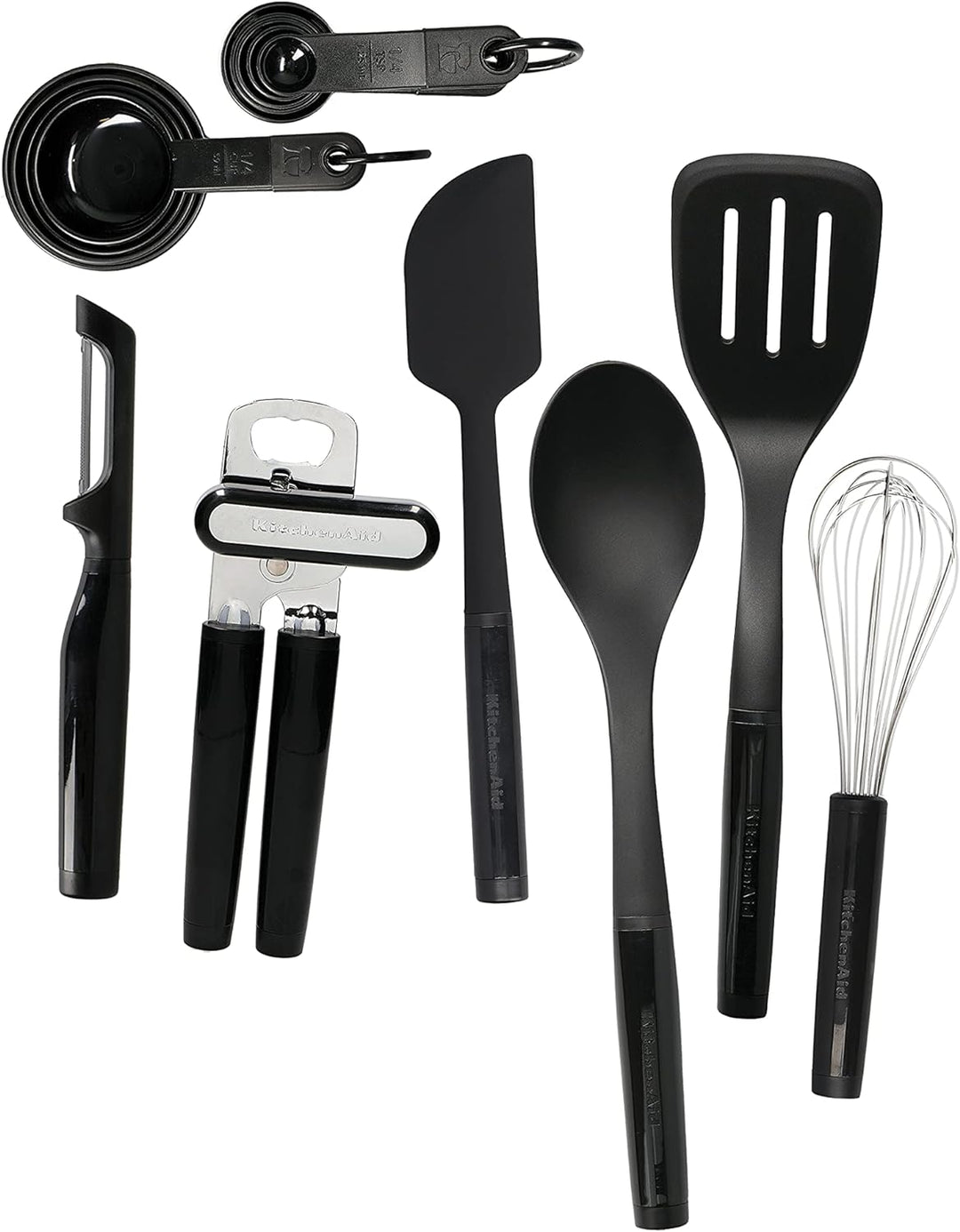 KitchenAid 15er Set Küchenutensilien, Hitzeresistent, Spülmaschinenfest, 15 Kochutensilien – Schwarz