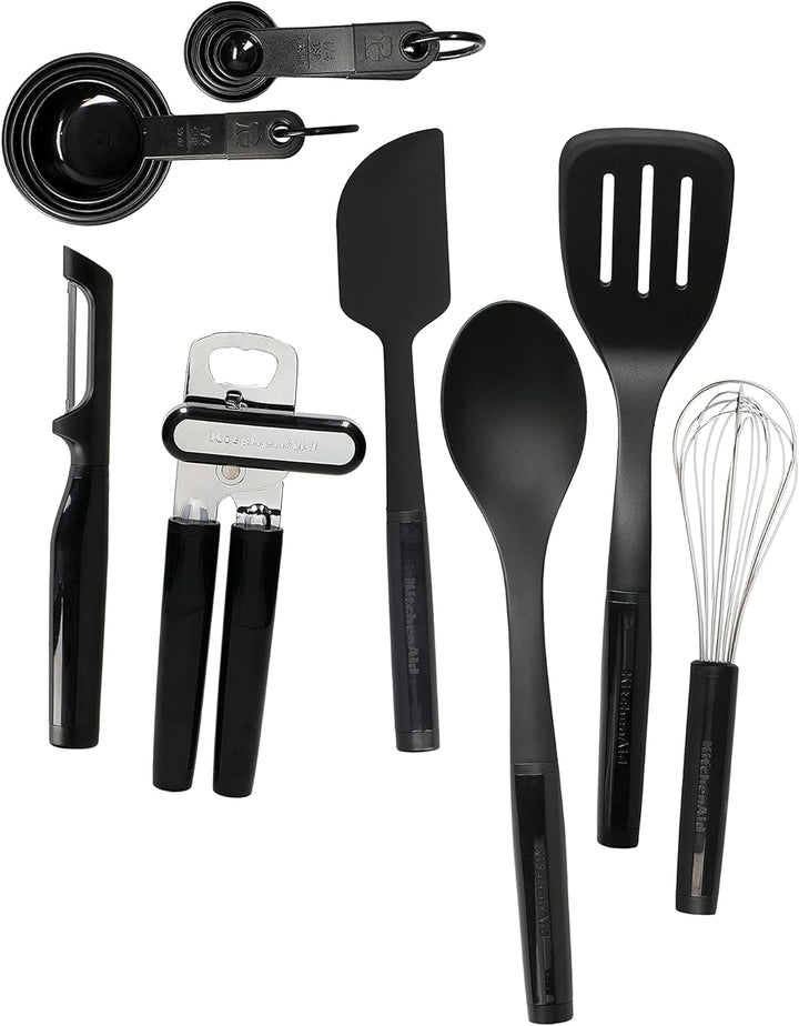 KitchenAid 15er Set Küchenutensilien, Hitzeresistent, Spülmaschinenfest, 15 Kochutensilien – Schwarz
