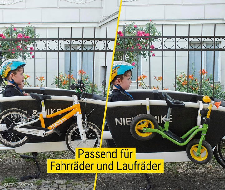 Frank Bike Holder M 2.0 – 2X Halterung für Kinderfahrrad &amp; Laufrad am Lastenrad | kompatibel mit Urb