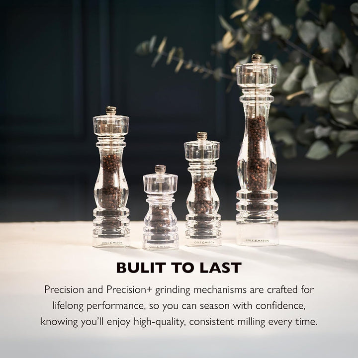 Cole &amp; Mason London Acryl Salz- und Pfeffermühlen-Set, 130 mm, Precision+ Carbon-/Keramik-Mechanisme