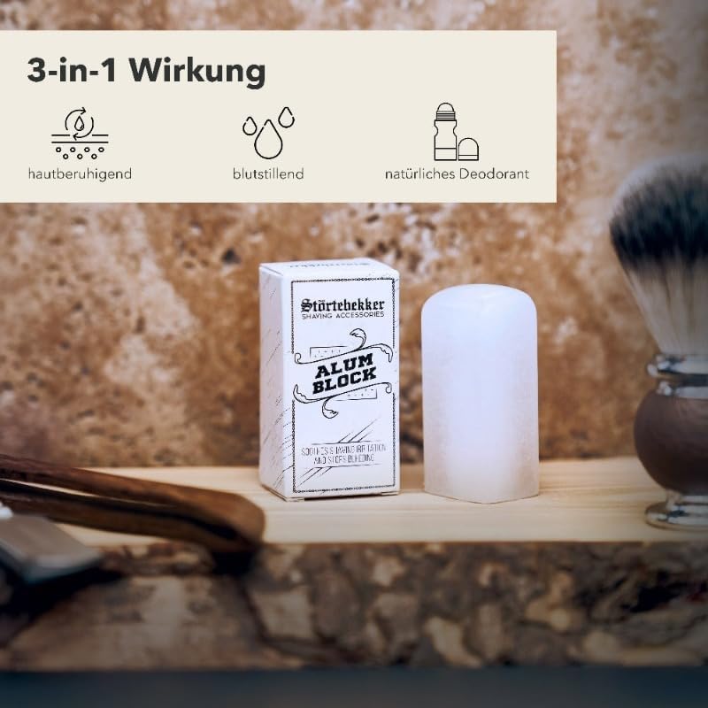 Störtebekker® Shaving Essential Set - Rasierhobel inkl. Lederetui (Café) & 10 Klingen, Rasierpinsel,
