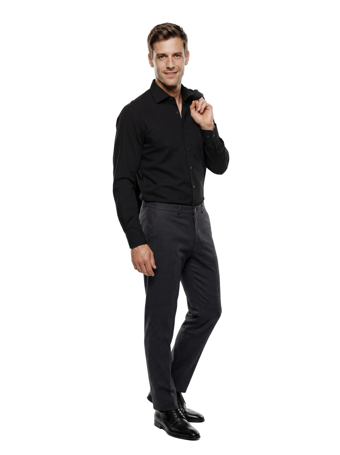 Marvelis Modern Fit Hemd Langarm mit Brusttasche Popeline weiss 43 Schwarz 68, 43 Schwarz 68