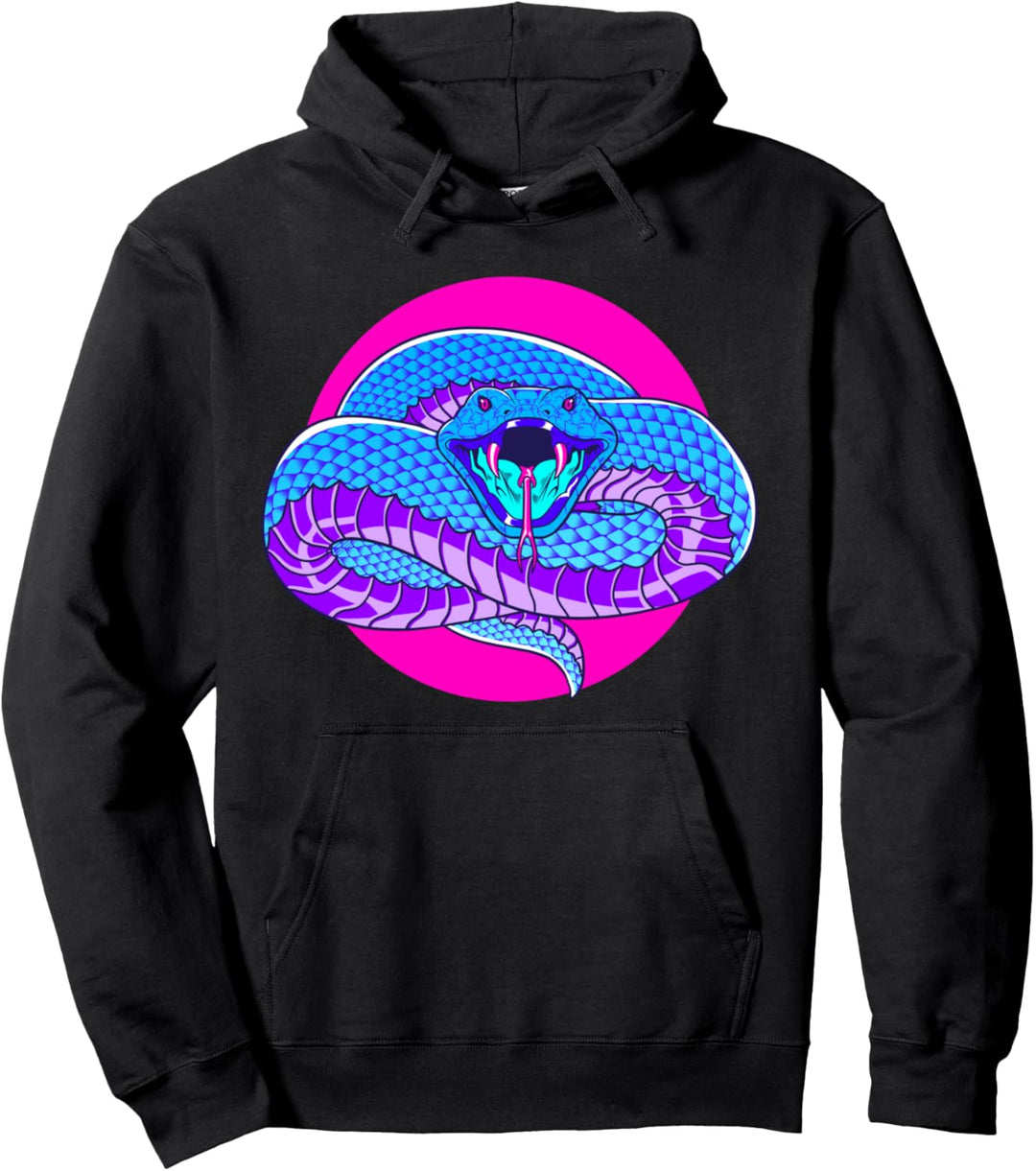 Vaporwave Aesthetic Schlange Scary Black Mamba Python Snake Pullover Hoodie