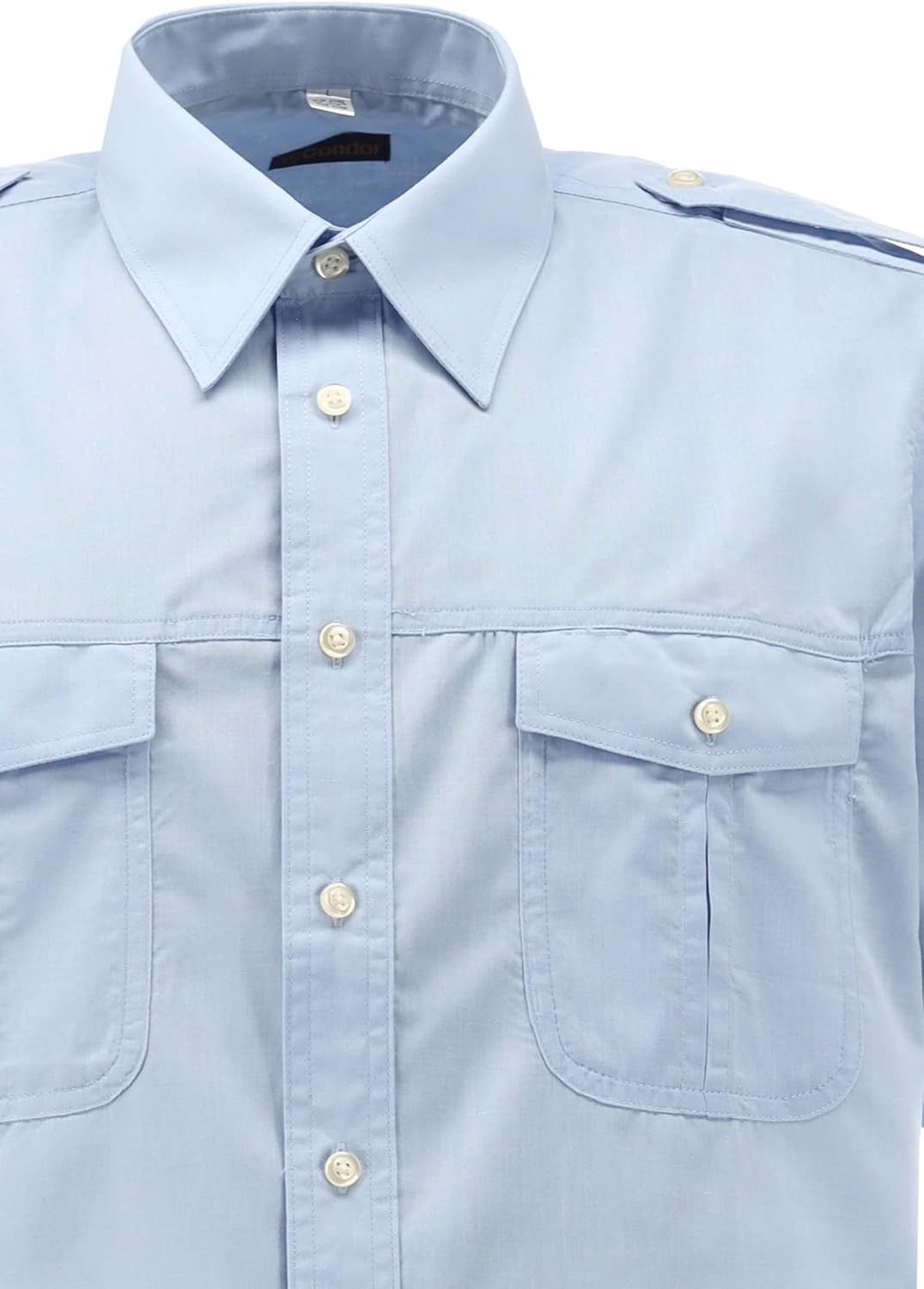 Condor Herren Kurzarm Pilotenhemd mit abnehmbaren Schulterklappen Izebo 45-46 Hellblau/Bleu, 45-46 H