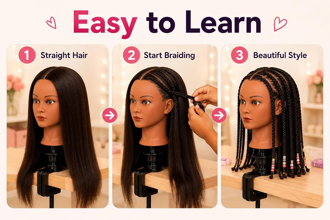 Mannequin Kopf 100% Echthaar Afro Cosmetology Haar Mannequin Kopf afrikanischer Amerikanischer Übung