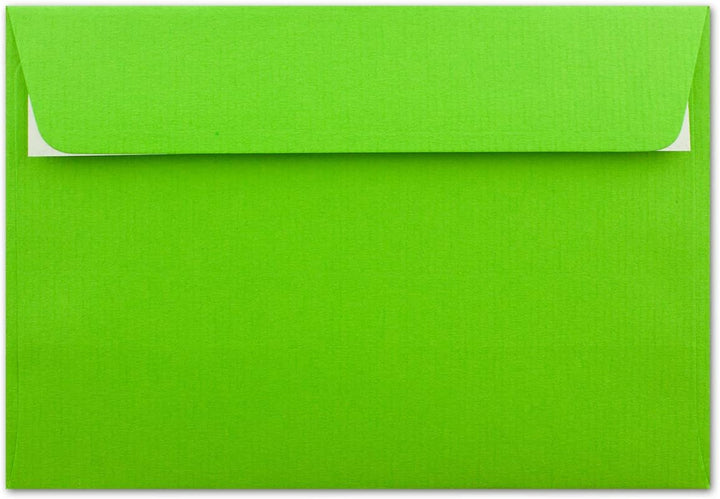 1000 gerippte Briefumschläge DIN C6 Hellgrün - 11,4 x 16,2 cm - 100 g/m² Post-umschlag ohne Fenster