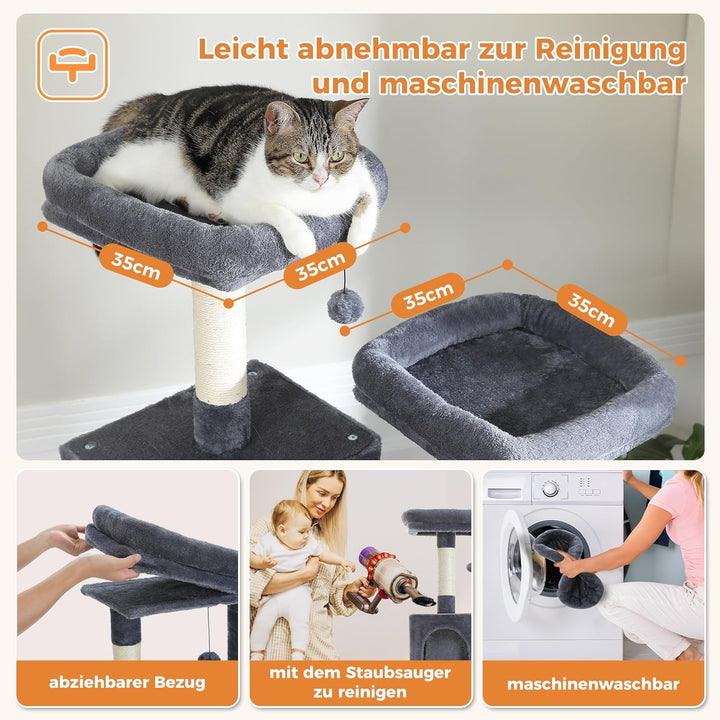 PETEPELA 180cm Kratzbaum gross, Multi-Level Katzenbaum für grosse Katzen, mit 6 Sisalsäule, 2 Kratzb