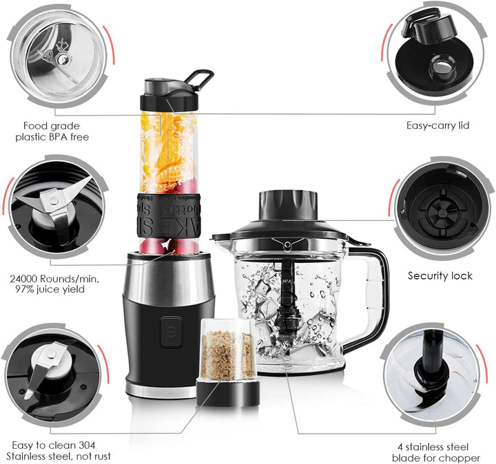Mixer Smoothie Maker, 700 Watt Standmixer Smoothie Mixer, Multifunktion Smoothiemaker/ Fleisch Zerkl