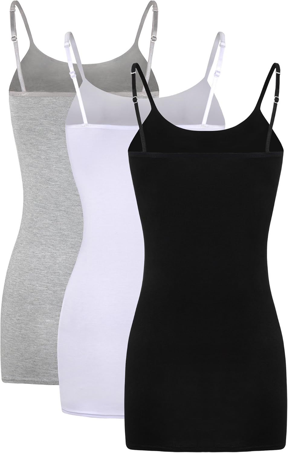 WILLBOND 3 Pieces Women Basic Long Tanks Adjustable Spaghetti Strap Camisole Top Set Von Farben 1 XL