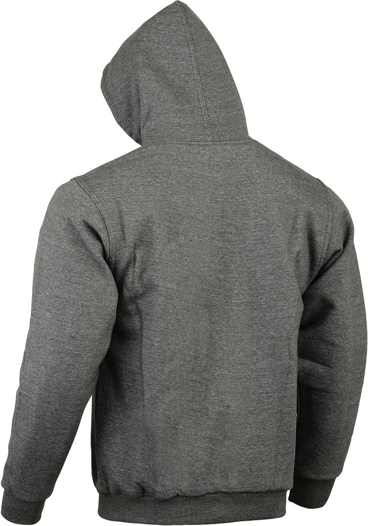 Motorradjacke mit Kapuze - CE-Protektoren - 100% Kevlar-Schutz - Fleece - Grau- L = 112 cm - 117 cm