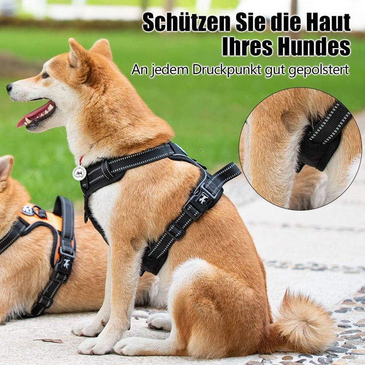 PoyPet No Pull Hundegeschirr, reflektierendes Westengeschirr mit 2 Leinenbefestigungen und einfachem