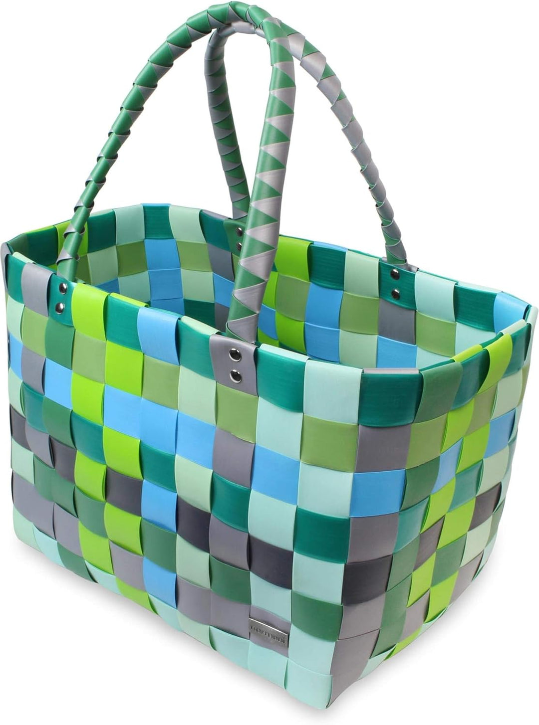 normani Einkaufskorb Shopper geflochten aus Kunststoff - robuster Strandkorb aus wasserabweisendem M