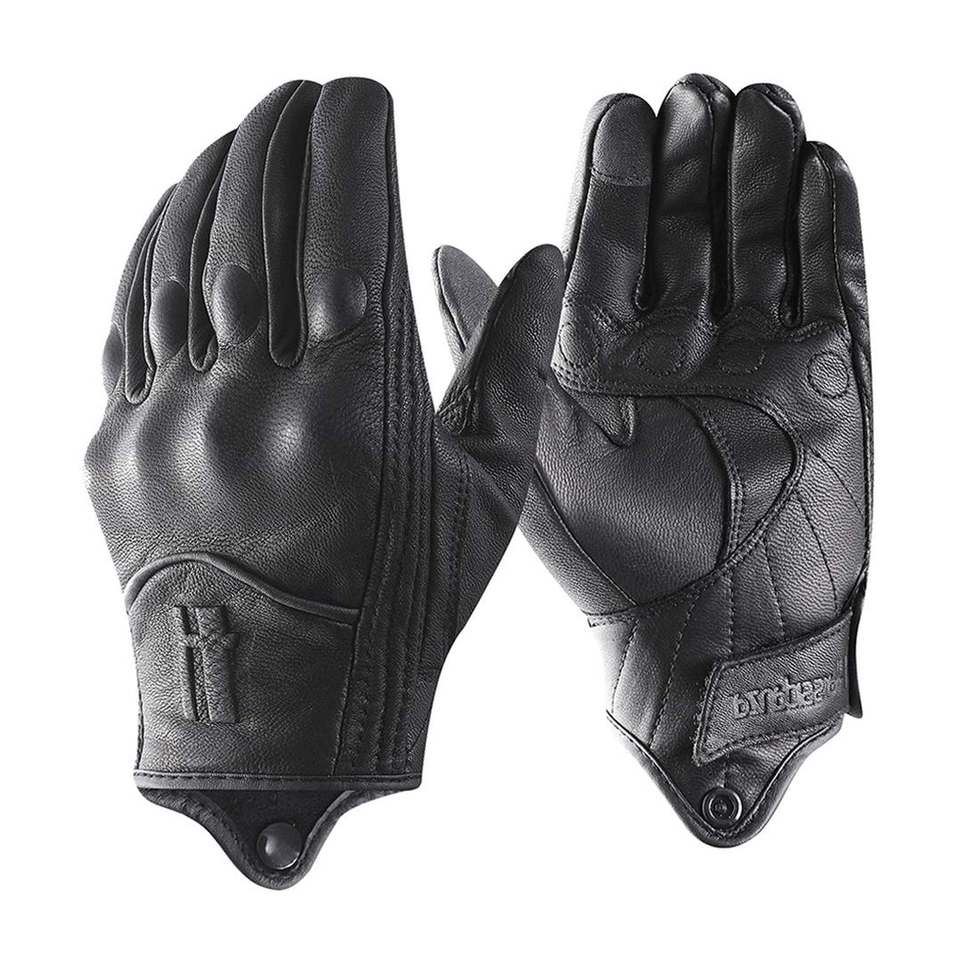 Harssidanzar Herren Vollfinger Ziegenleder Leder Touchscreen Motorradhandschuhe GM028E XL Schwarz(ak