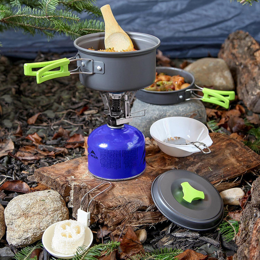 MalloMe Camping-Kochgeschirr-Set für Rucksackausrüstung – Camping-Kochset – tragbarer Campingkocher