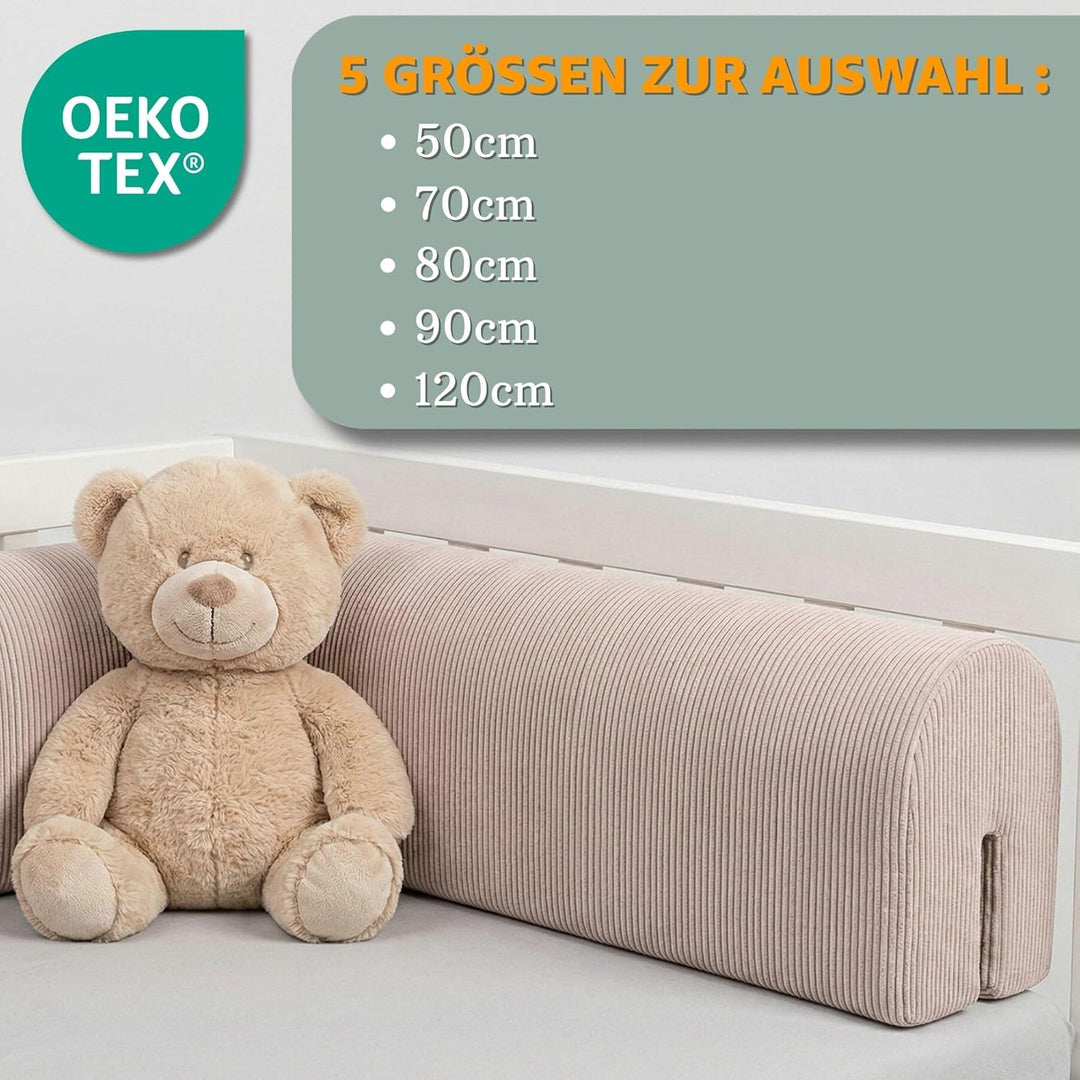 Bettkantenschutz für Kinderbetten Cordstoff 50 cm - Schutz für Bettrahmen Baby Bett rausfallschutz f