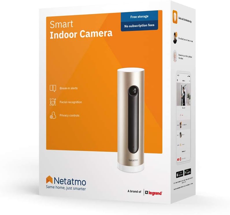 Netatmo Smarte Überwachungskamera Innen mit Wandhalterung, WLAN, Full HD, Bewegungserkennung, Nachts